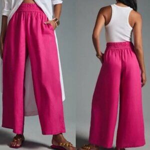 Anthropologie hot pink 100% linen pants